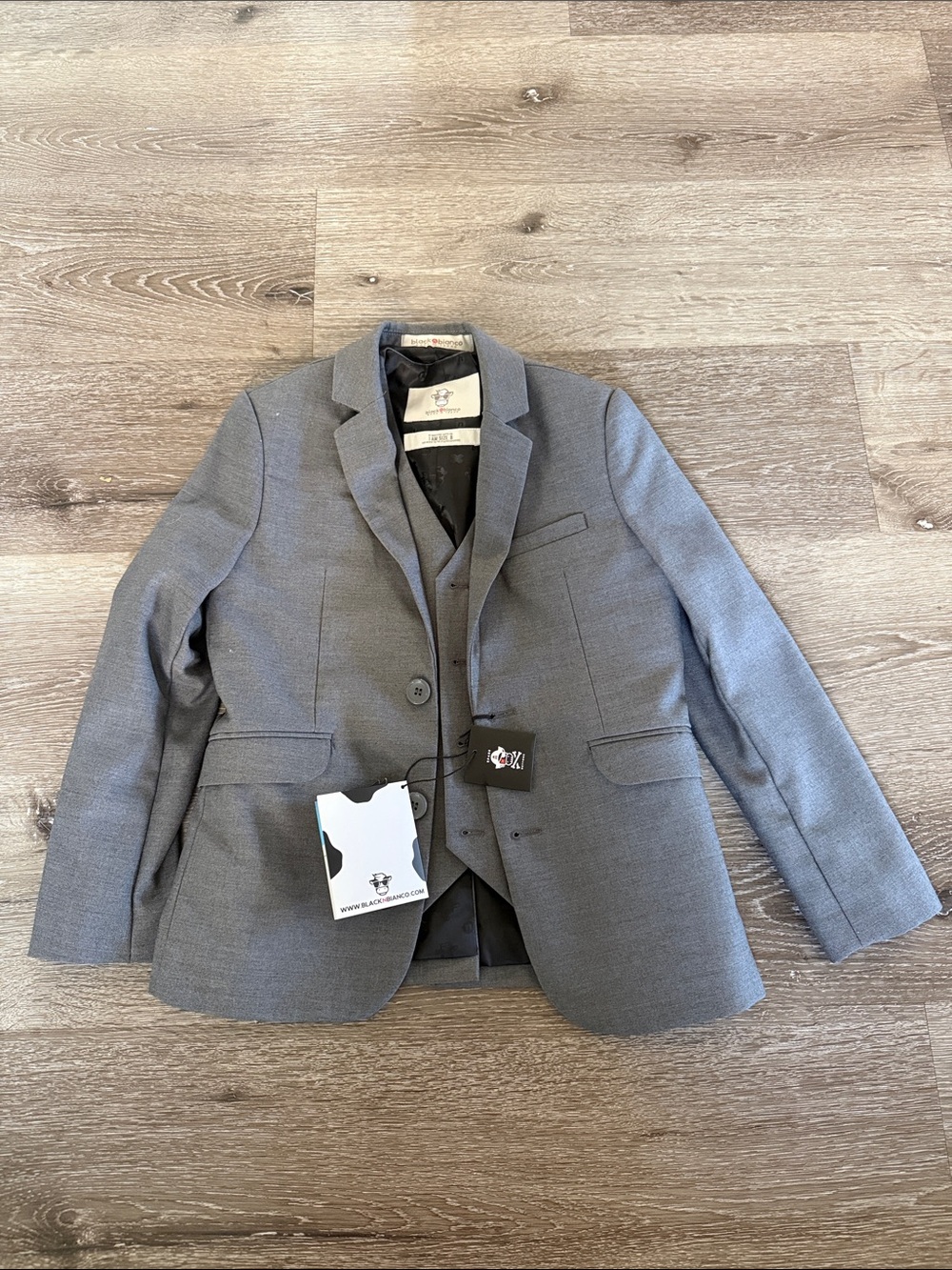 Black N Bianco Grey Formal Suit top Size 8 Boys Jacket Vest